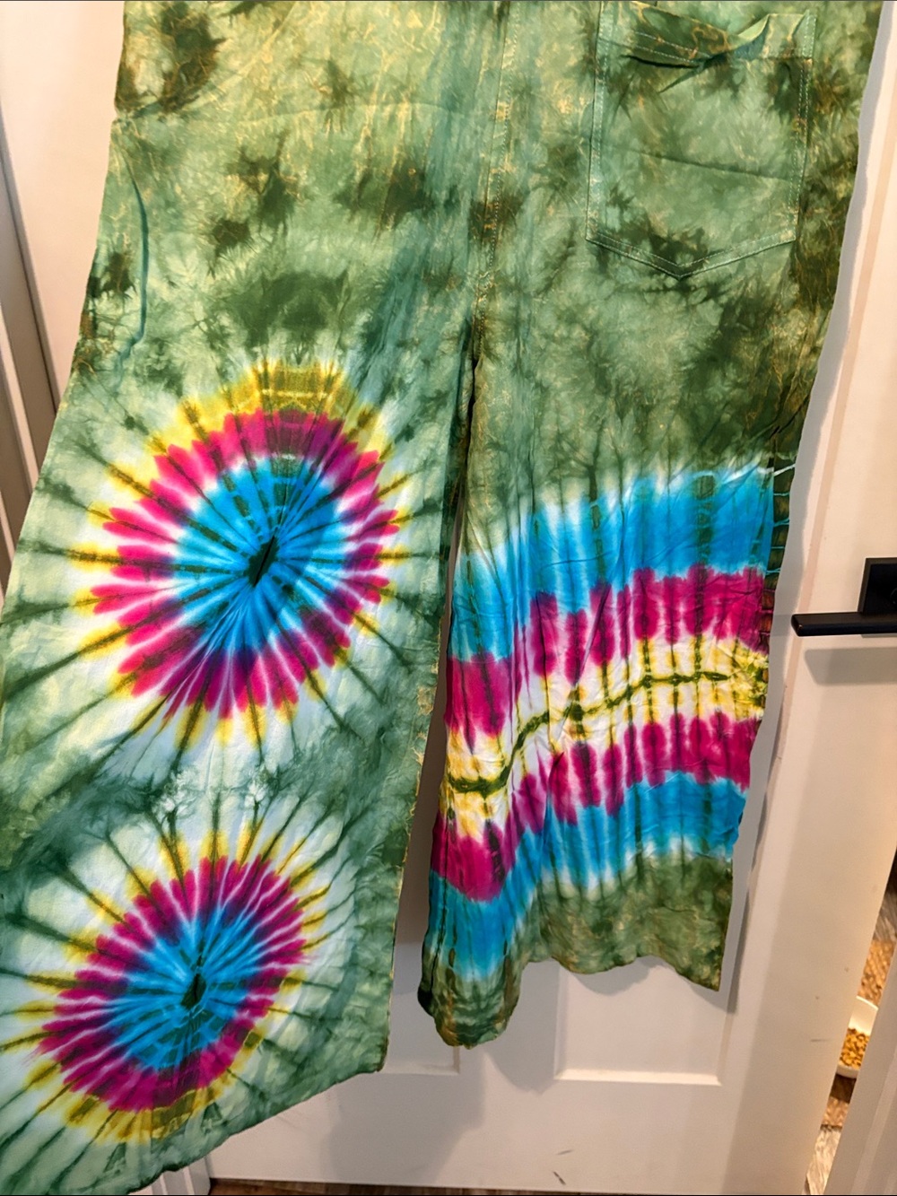 Rising International Green Tie-Dye Wideleg Overalls - NWT M - Hippie, Granola - Picture 9 of 12